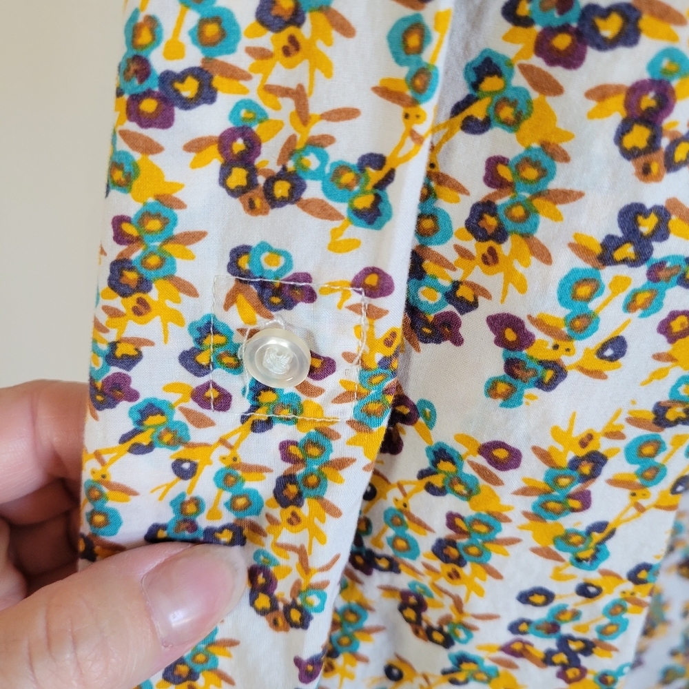 Merona Womens Floral Tunic Smocked Button Front V-neck Shirt XXL - Picture 6 of 14